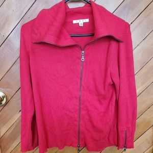 CAbi Red Turtleneck Zippered Sweater